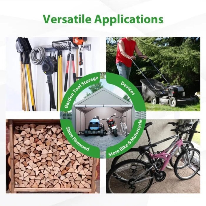 10 Ft. W X 10 Ft. D Portable Storage Shed Bike Shed Motorcycle Garage - Image 3