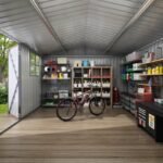 10 Ft. W X 10 Ft. D Brown Metal Storage Shed With Sloping Roof And Double Lockable Door (100 Sq. Ft.) - Image 4